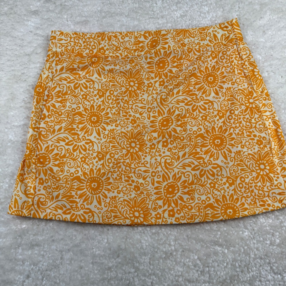 RipSkirt Skirt‎ Womens Medium Orange Floral Paisley Wrap Style Stretch Pockets